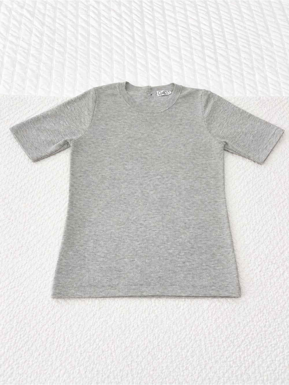 Cielo Gray Knit Short Sleeve Sweater Top Size M